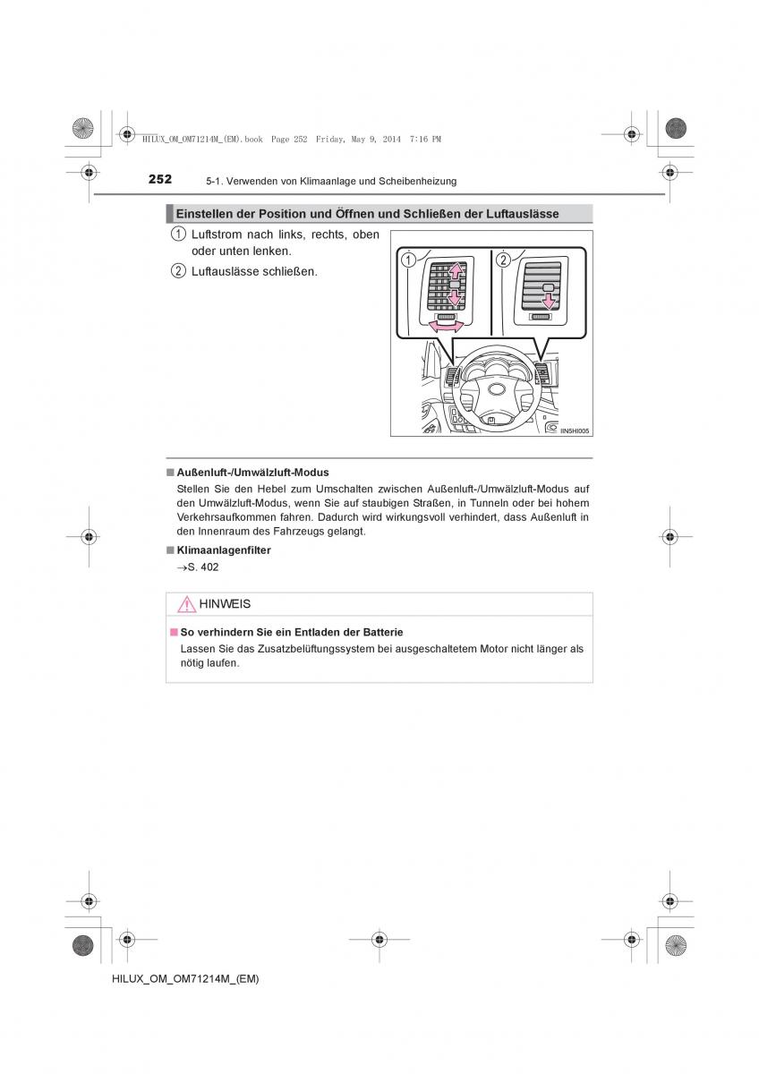 Toyota Hilux VII 7 Handbuch / page 252