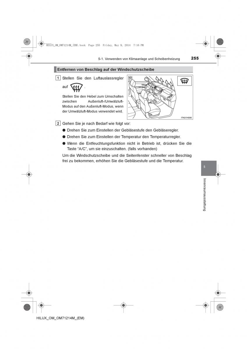 Toyota Hilux VII 7 Handbuch / page 255