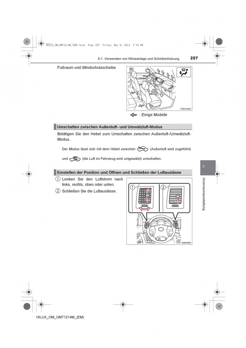 Toyota Hilux VII 7 Handbuch / page 257