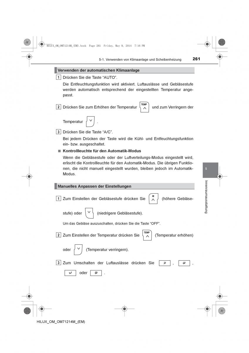 Toyota Hilux VII 7 Handbuch / page 261