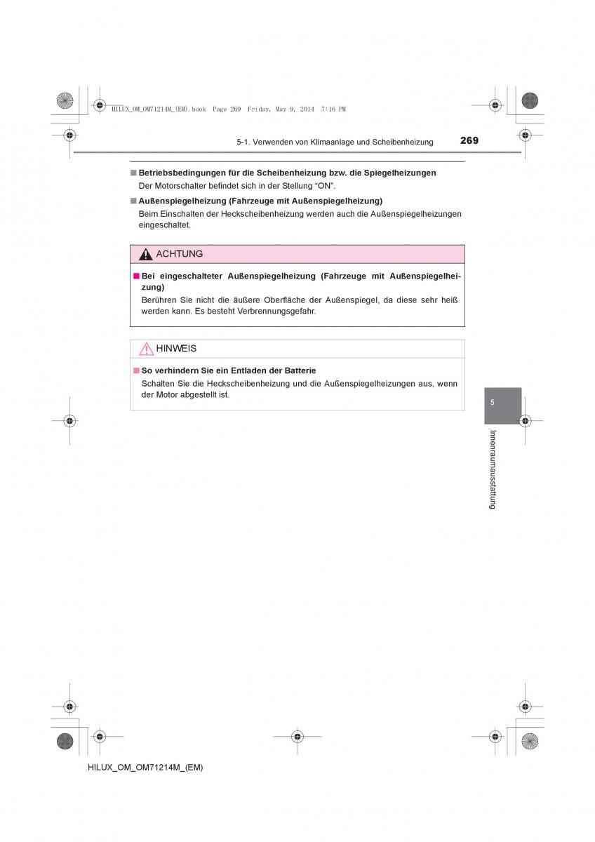 Toyota Hilux VII 7 Handbuch / page 269