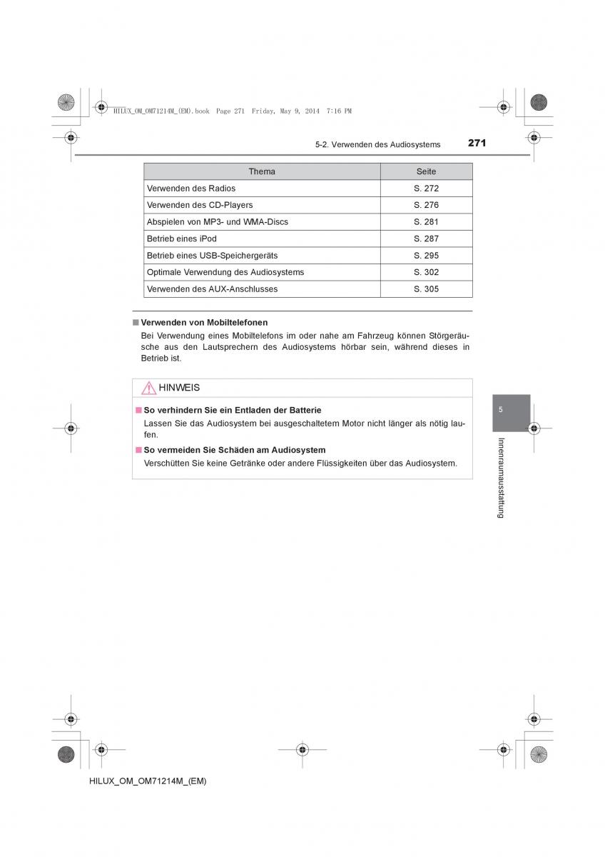 Toyota Hilux VII 7 Handbuch / page 271