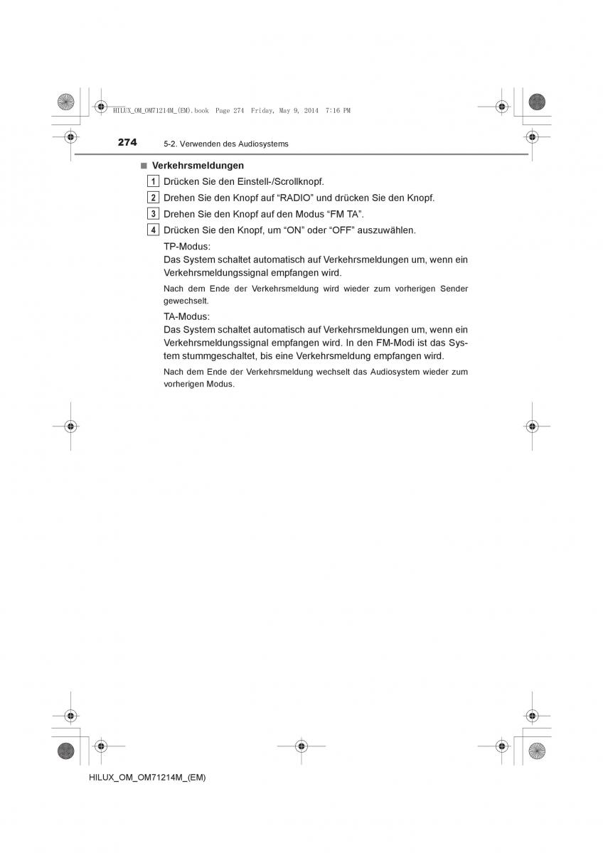 Toyota Hilux VII 7 Handbuch / page 274