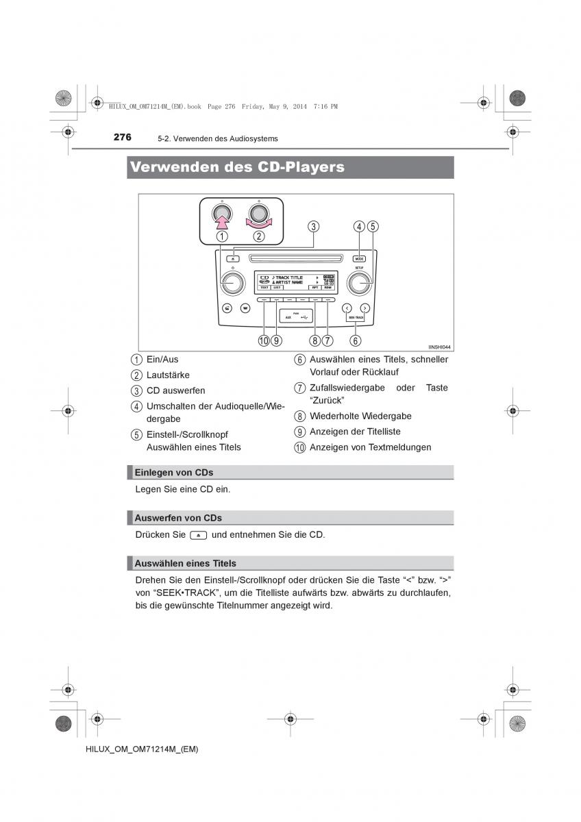 Toyota Hilux VII 7 Handbuch / page 276