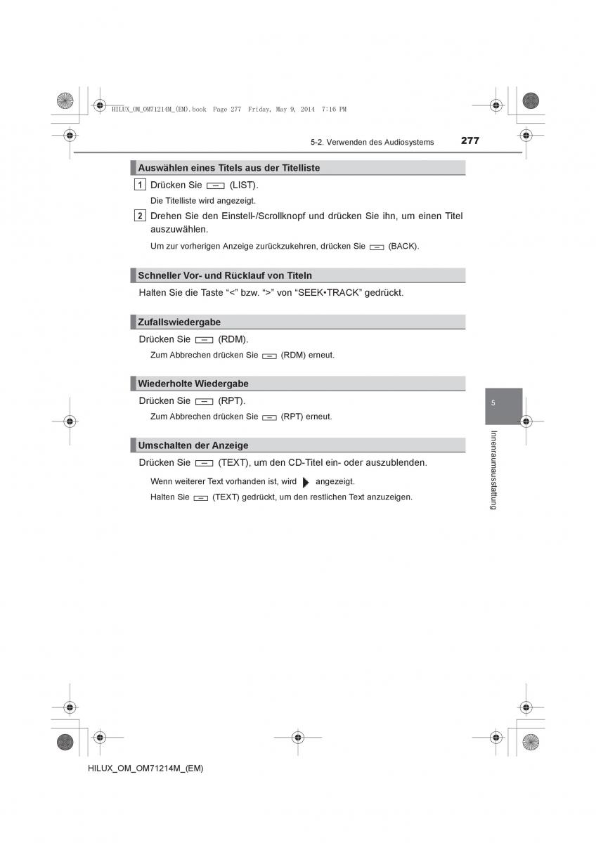 Toyota Hilux VII 7 Handbuch / page 277