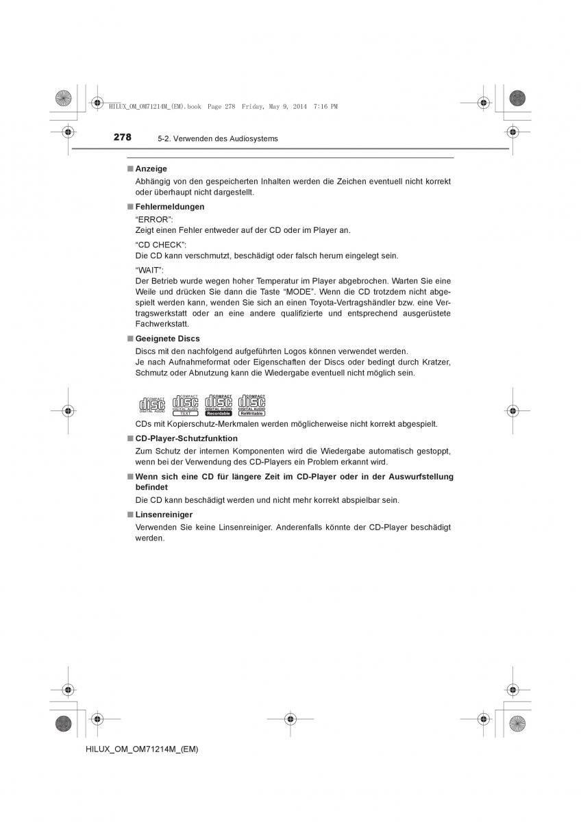 Toyota Hilux VII 7 Handbuch / page 278