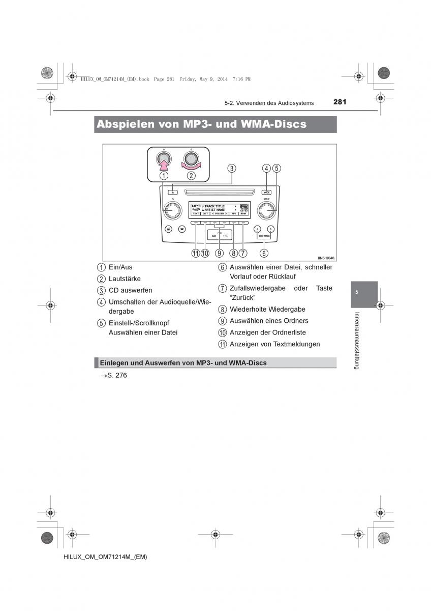 Toyota Hilux VII 7 Handbuch / page 281