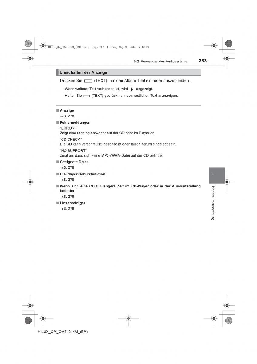 Toyota Hilux VII 7 Handbuch / page 283