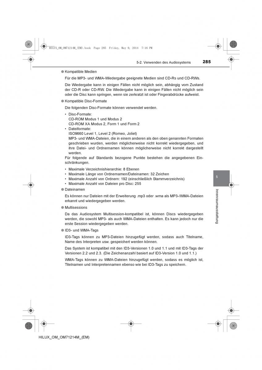 Toyota Hilux VII 7 Handbuch / page 285