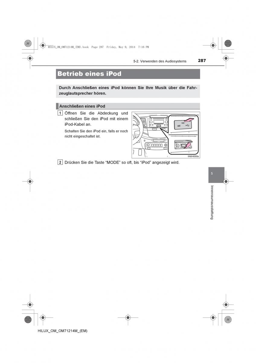 Toyota Hilux VII 7 Handbuch / page 287