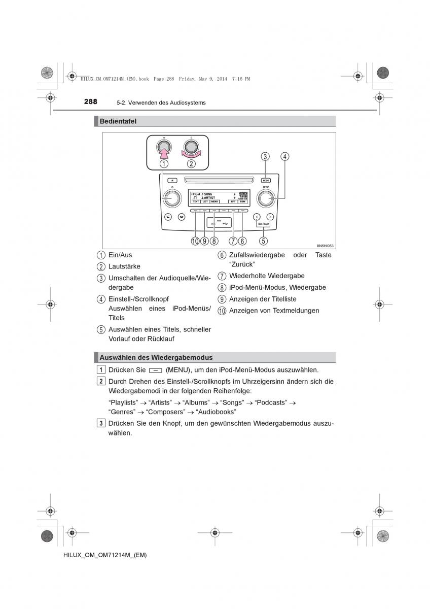 Toyota Hilux VII 7 Handbuch / page 288