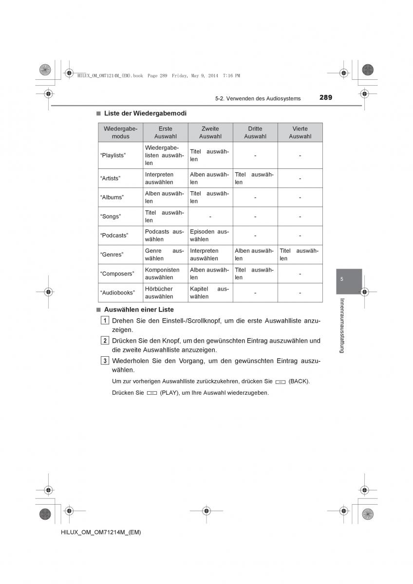 Toyota Hilux VII 7 Handbuch / page 289