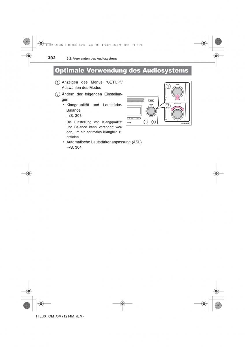 Toyota Hilux VII 7 Handbuch / page 302