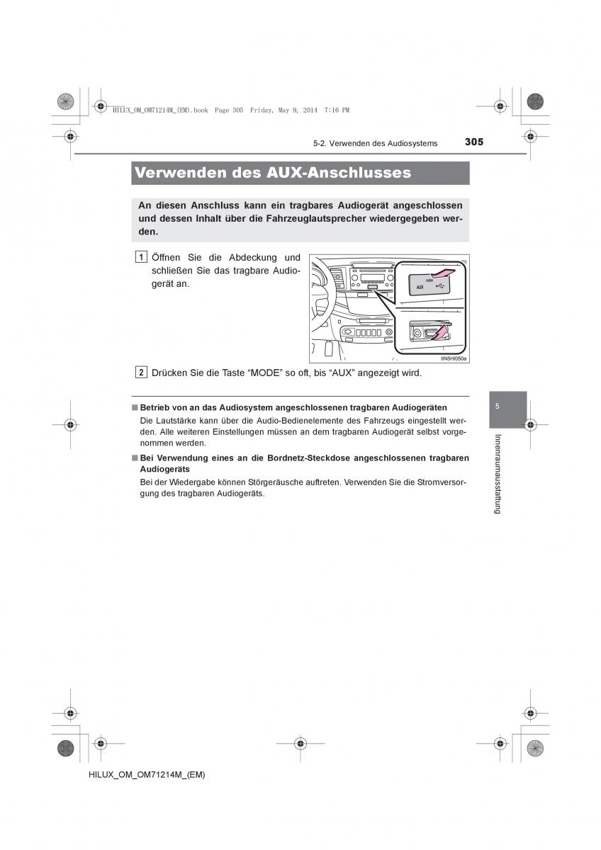 Toyota Hilux VII 7 Handbuch / page 305