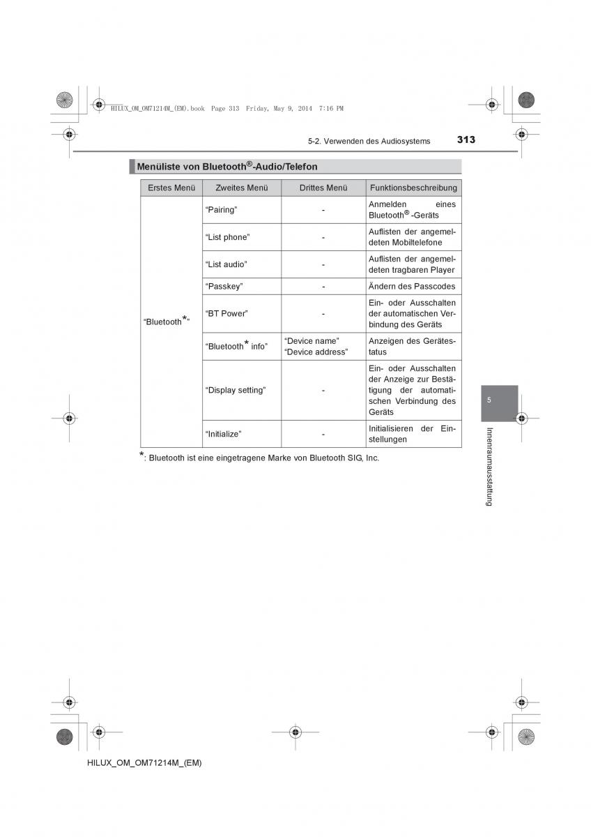 Toyota Hilux VII 7 Handbuch / page 313