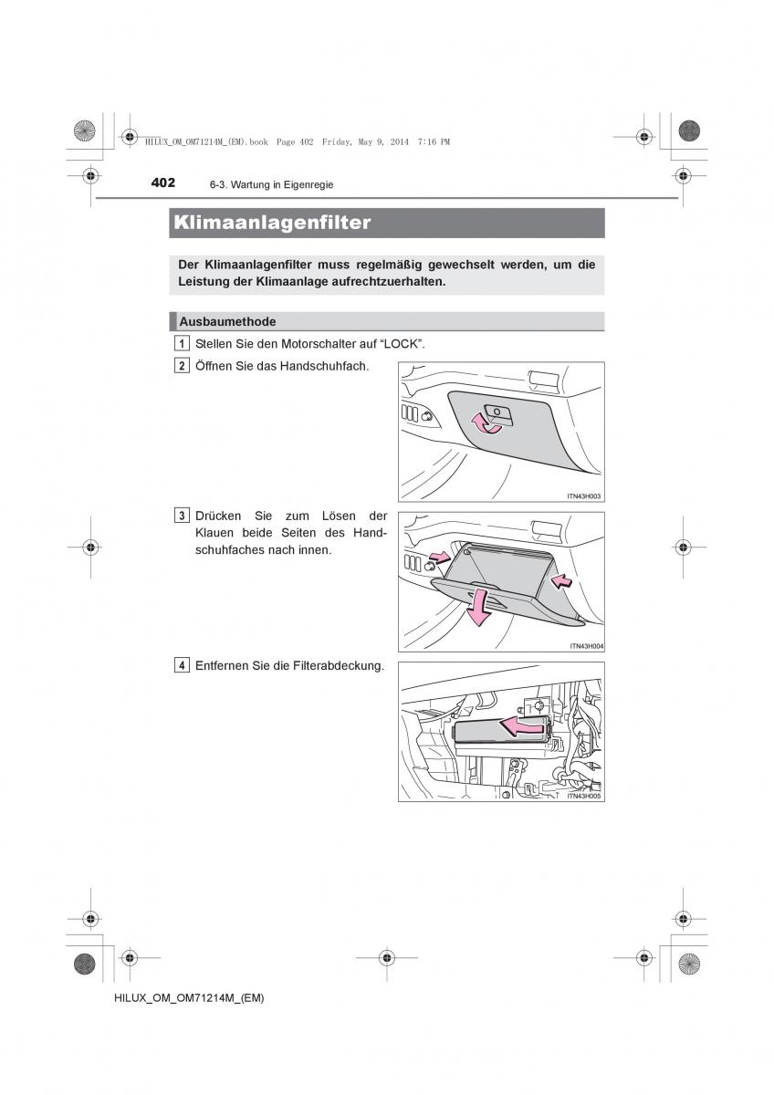 Toyota Hilux VII 7 Handbuch / page 402