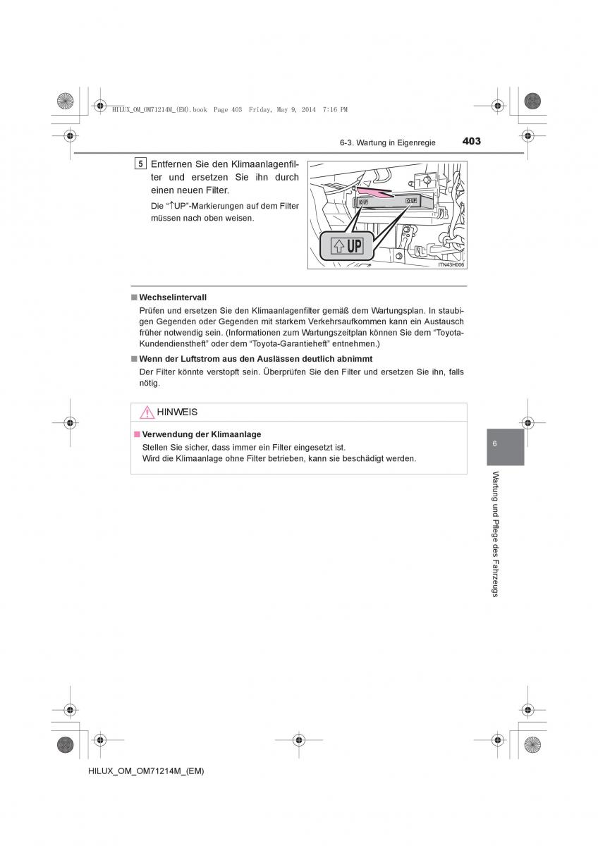 Toyota Hilux VII 7 Handbuch / page 403