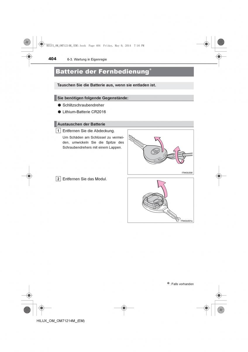 Toyota Hilux VII 7 Handbuch / page 404