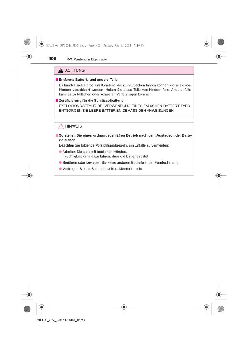 Toyota Hilux VII 7 Handbuch / page 406