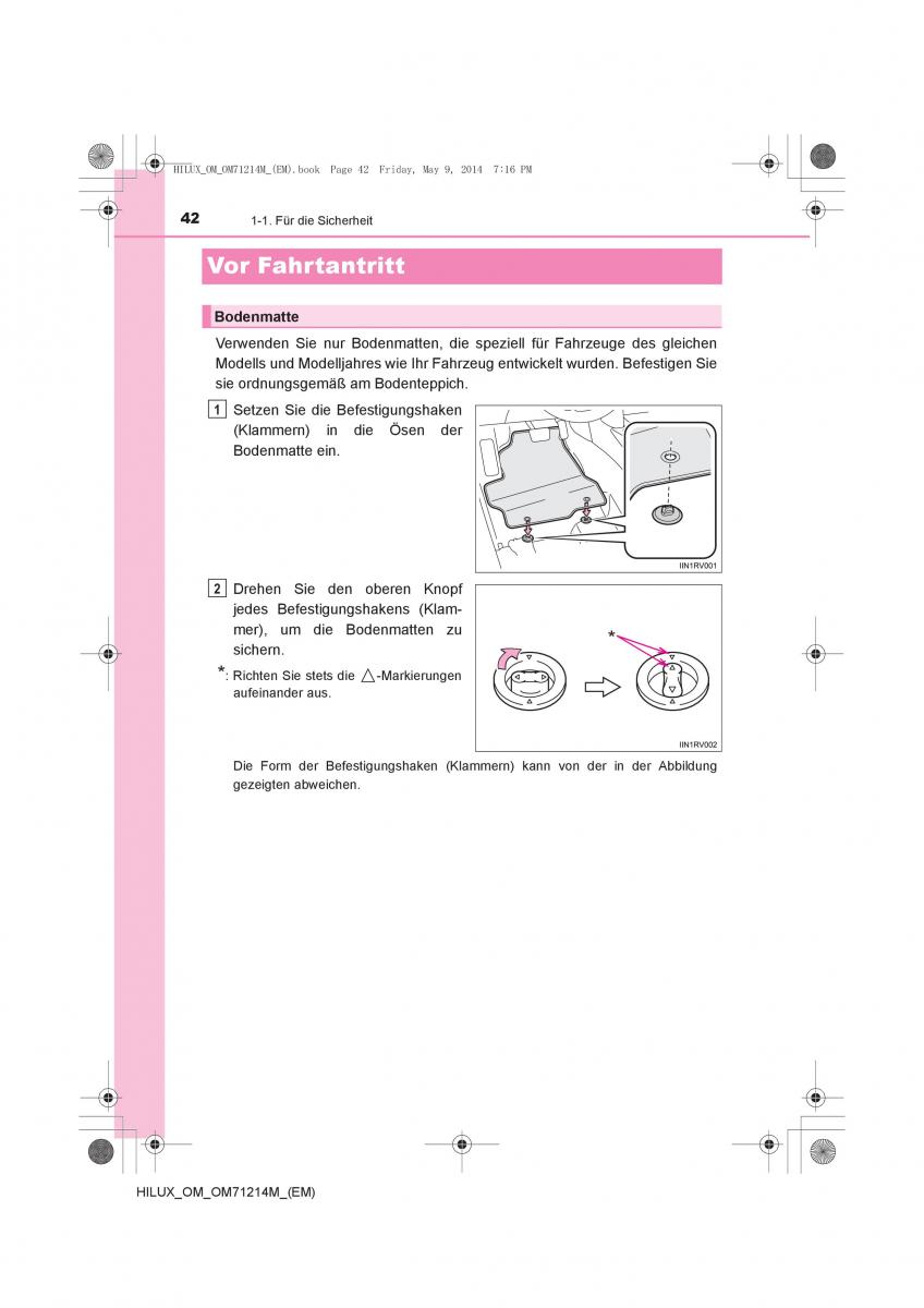 Toyota Hilux VII 7 Handbuch / page 42