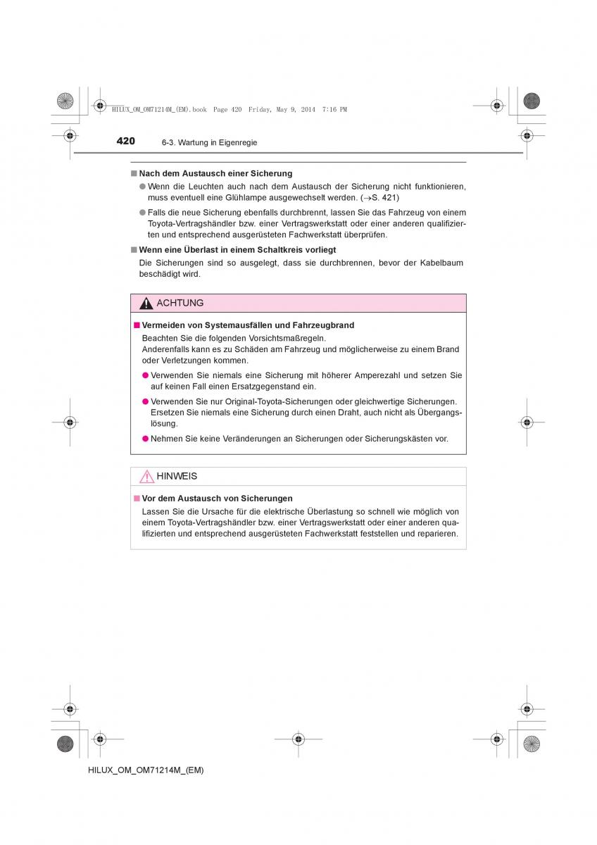 Toyota Hilux VII 7 Handbuch / page 420