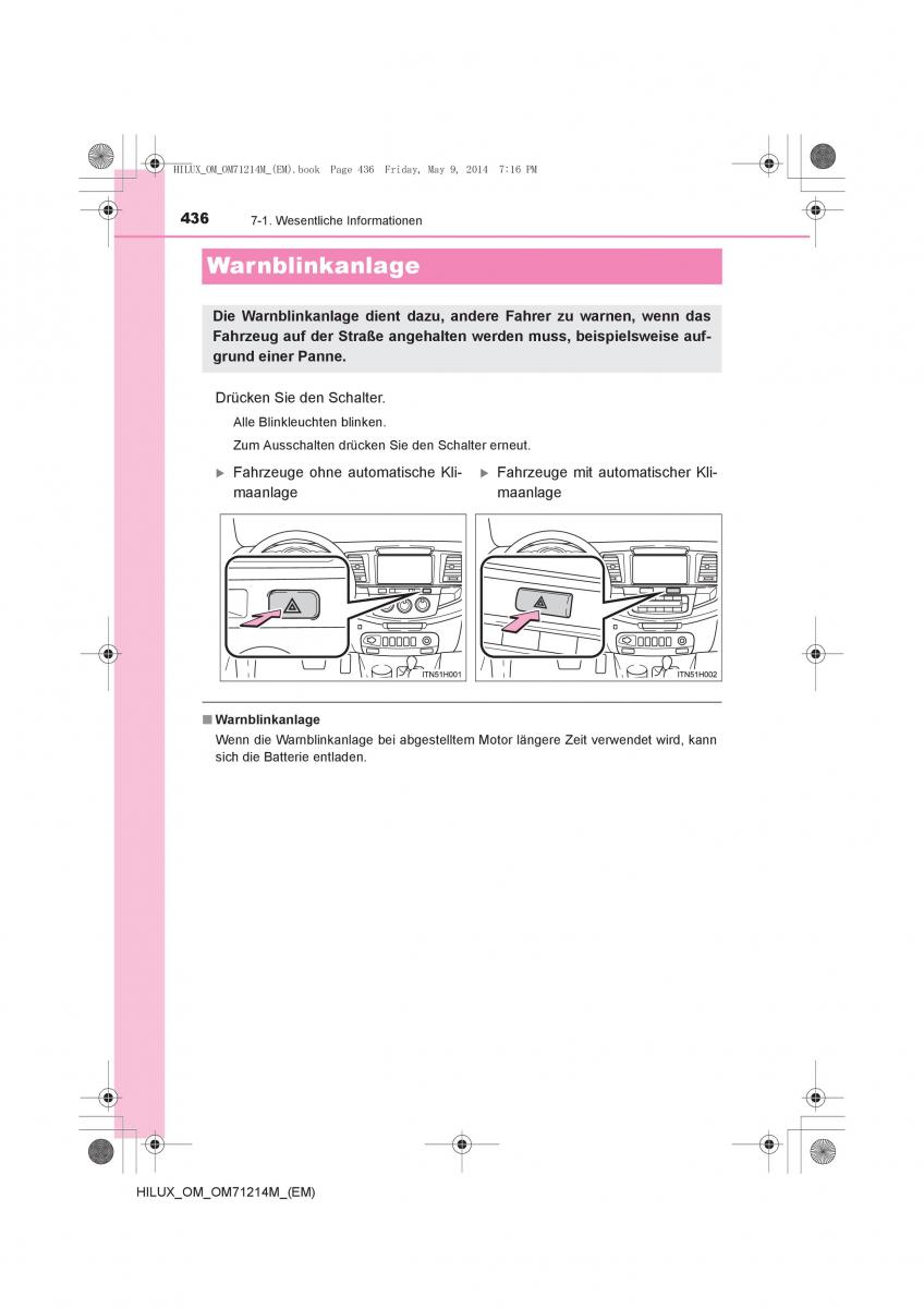 Toyota Hilux VII 7 Handbuch / page 436