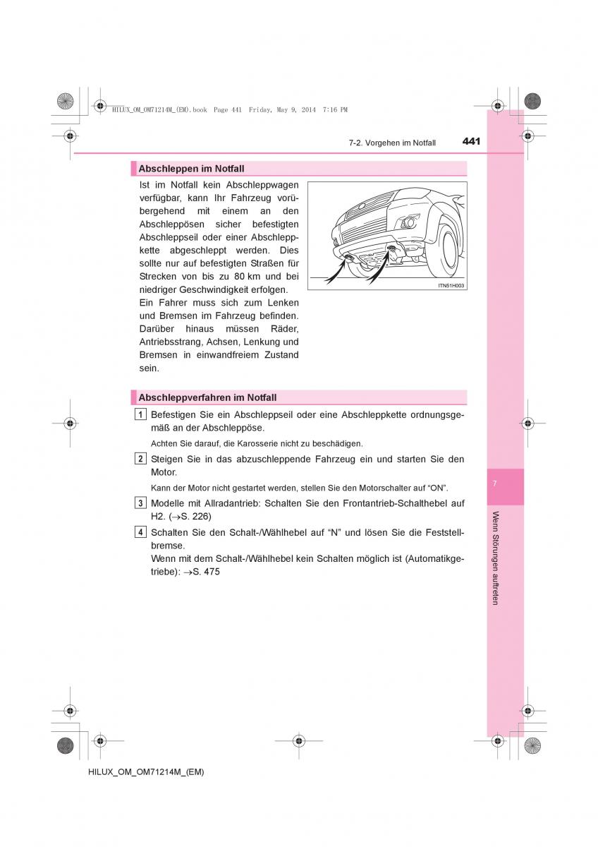 Toyota Hilux VII 7 Handbuch / page 441