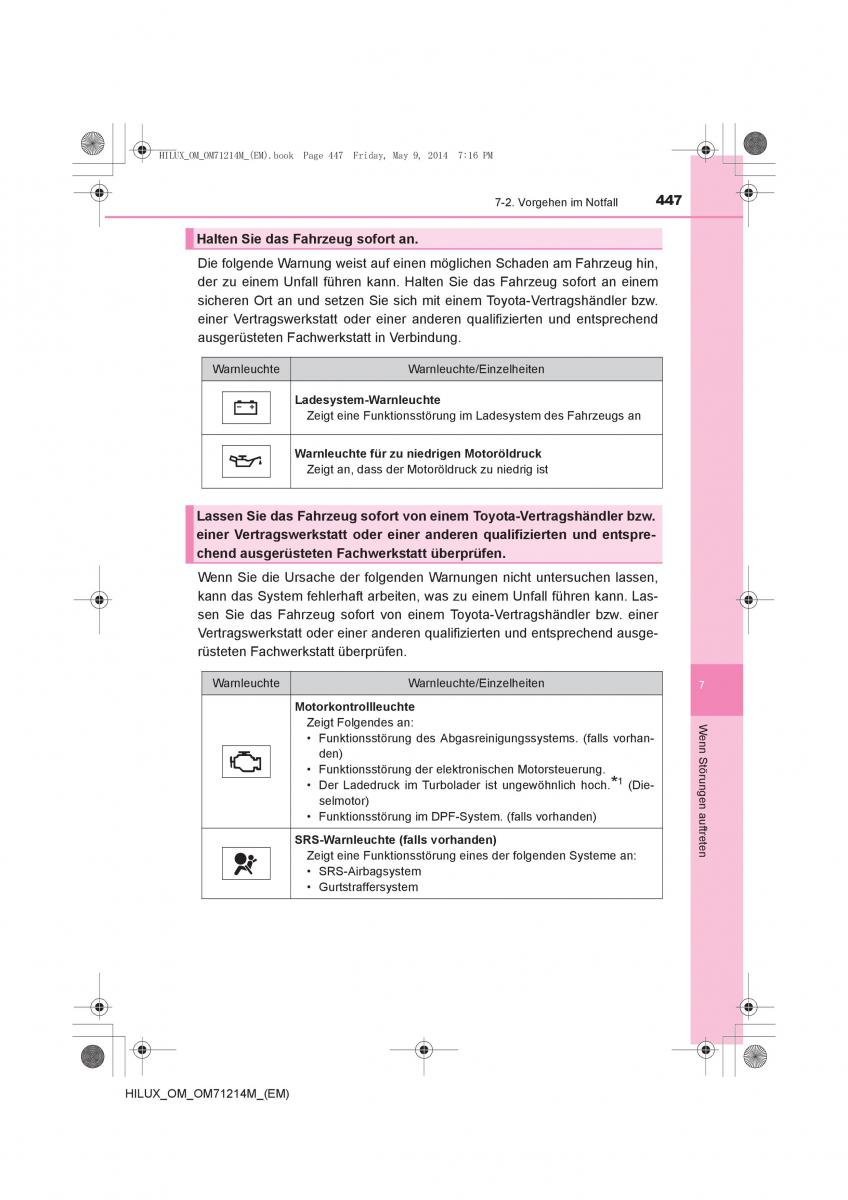 Toyota Hilux VII 7 Handbuch / page 447