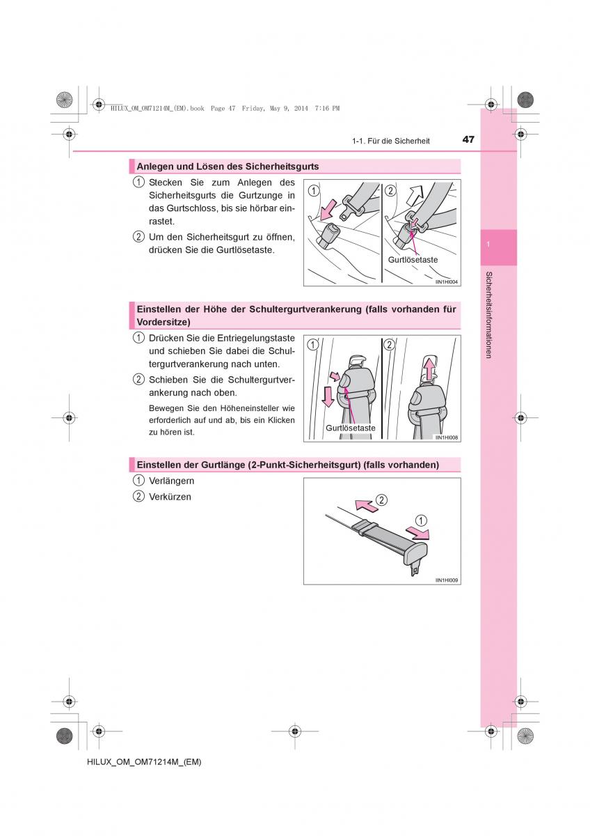 Toyota Hilux VII 7 Handbuch / page 47