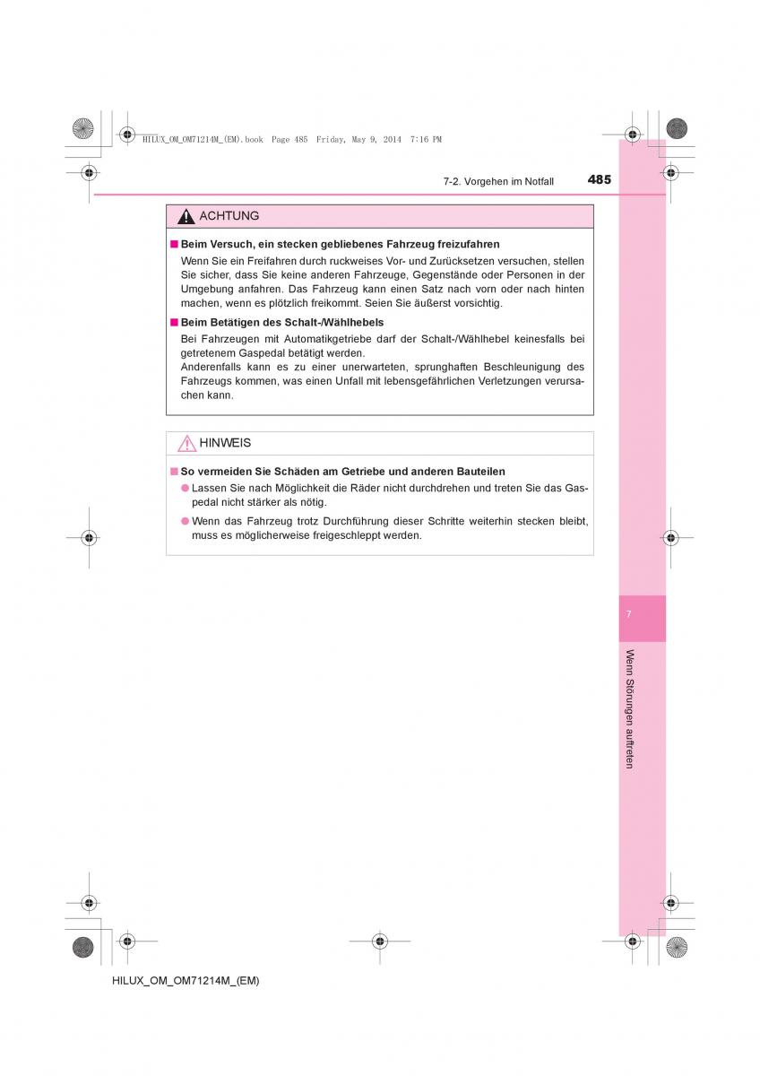 Toyota Hilux VII 7 Handbuch / page 485