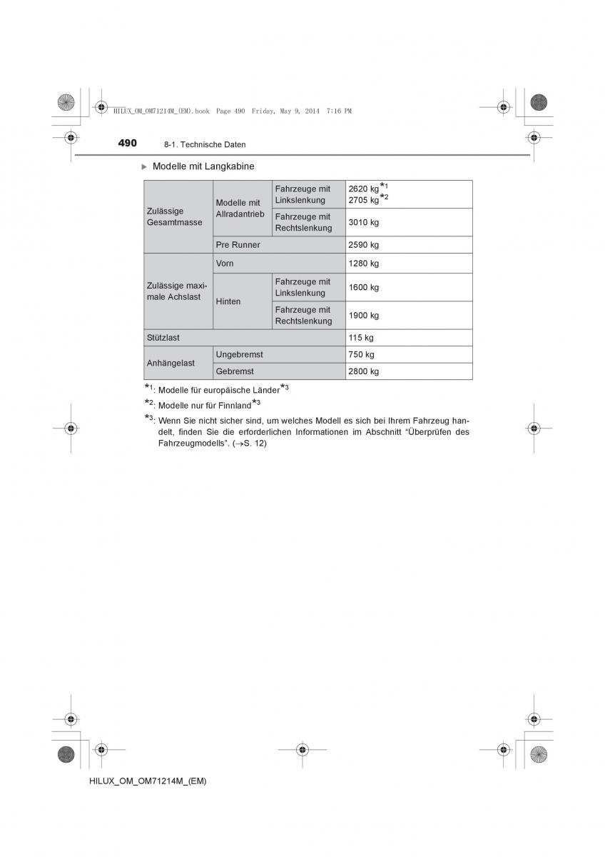 Toyota Hilux VII 7 Handbuch / page 490