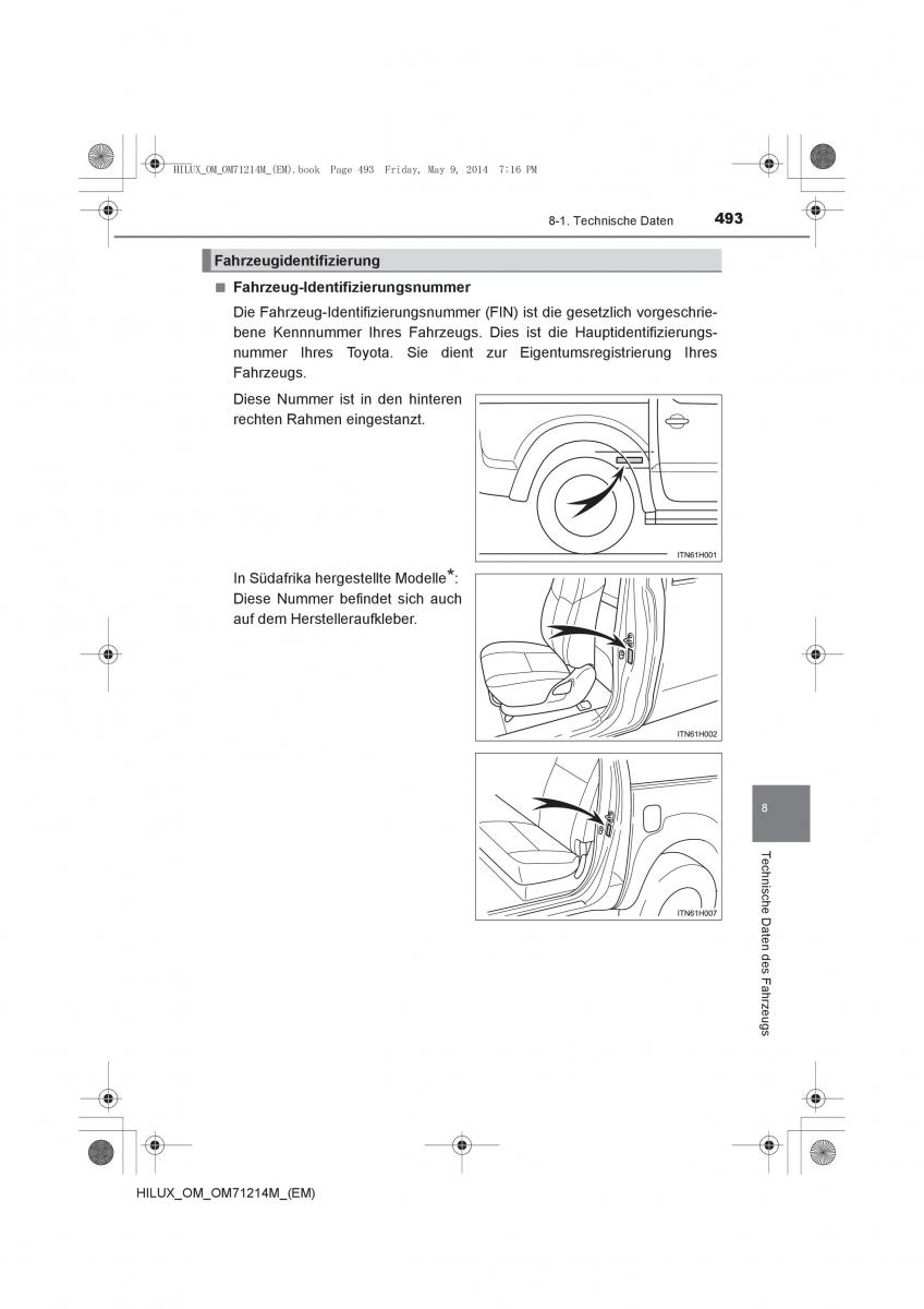 Toyota Hilux VII 7 Handbuch / page 493