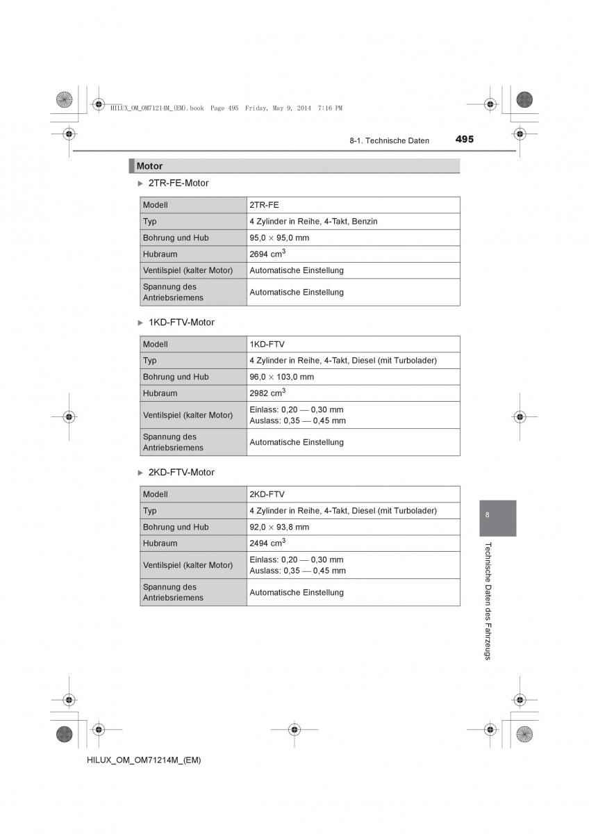 Toyota Hilux VII 7 Handbuch / page 495