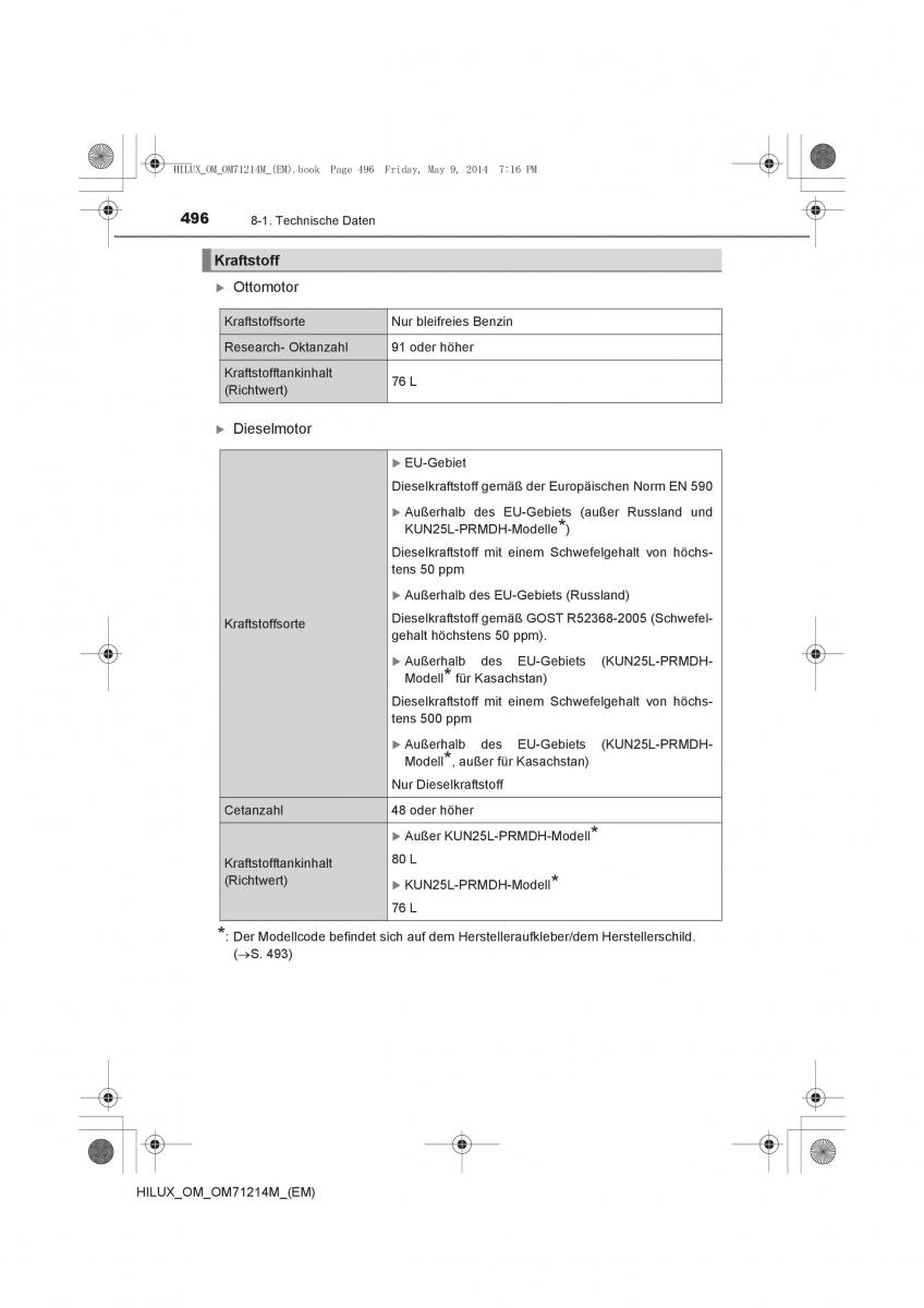 Toyota Hilux VII 7 Handbuch / page 496