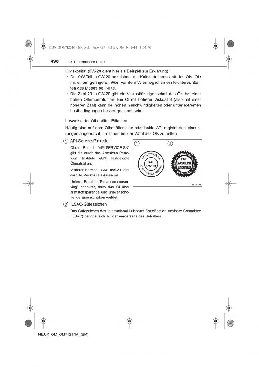 Toyota Hilux VII 7 Handbuch / page 498