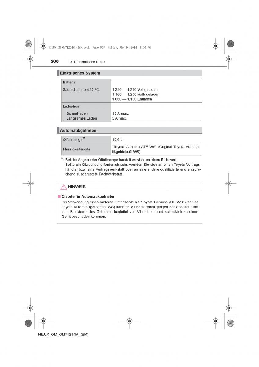 Toyota Hilux VII 7 Handbuch / page 508