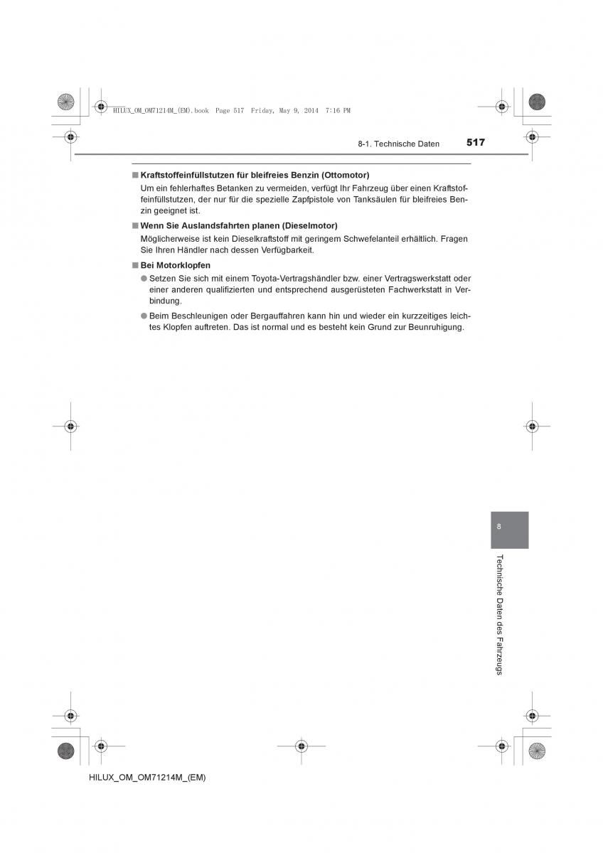 Toyota Hilux VII 7 Handbuch / page 517