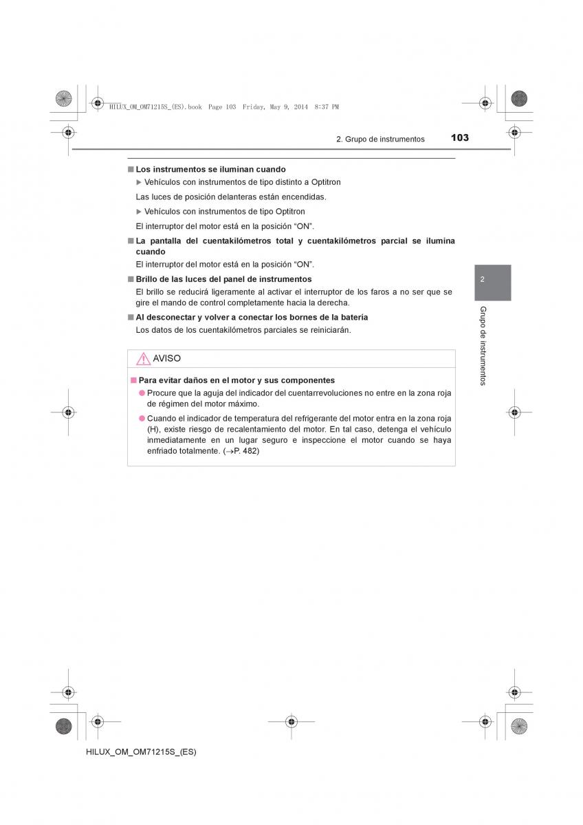 Toyota Hilux VII 7 manual del propietario / page 103