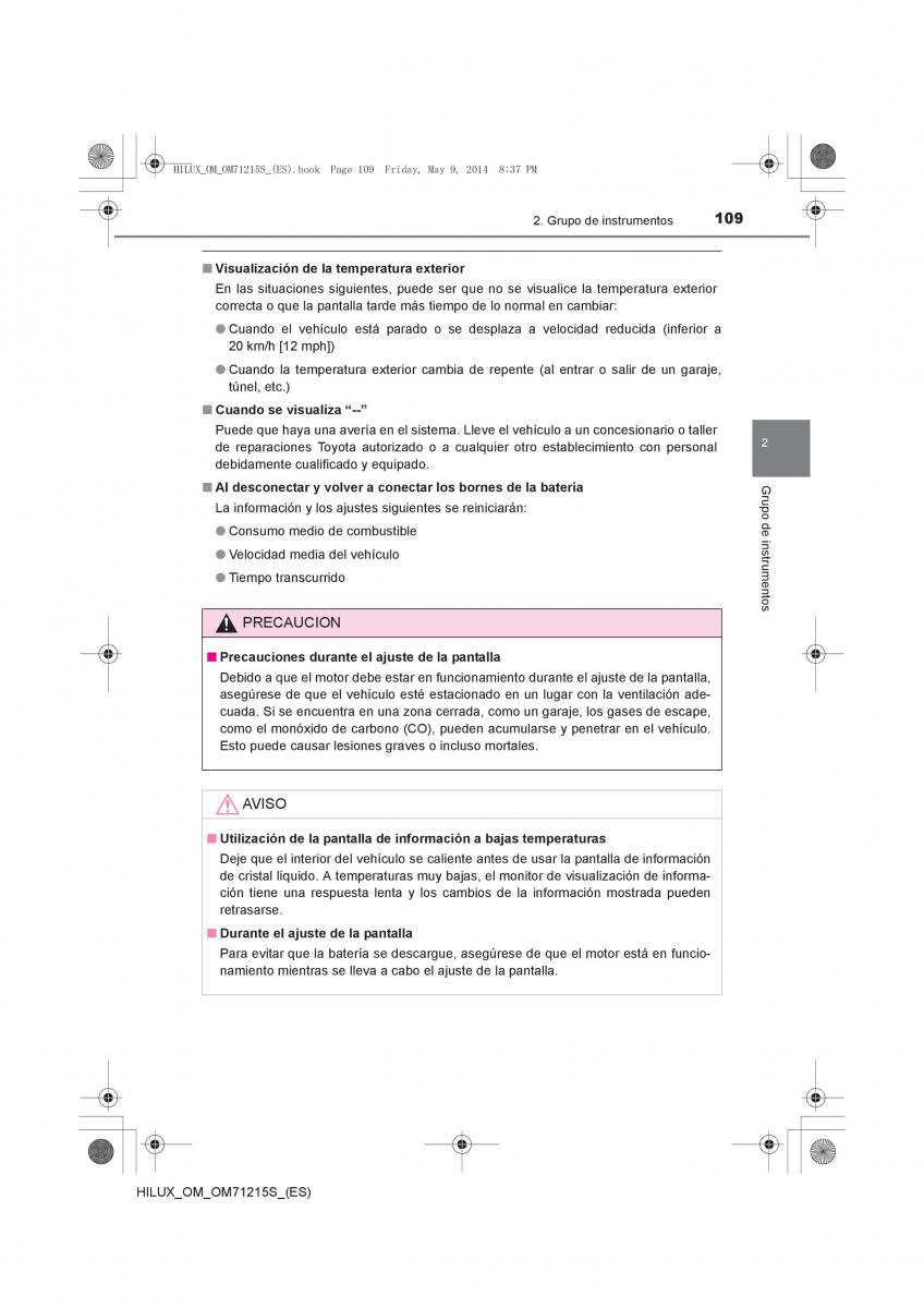 Toyota Hilux VII 7 manual del propietario / page 109