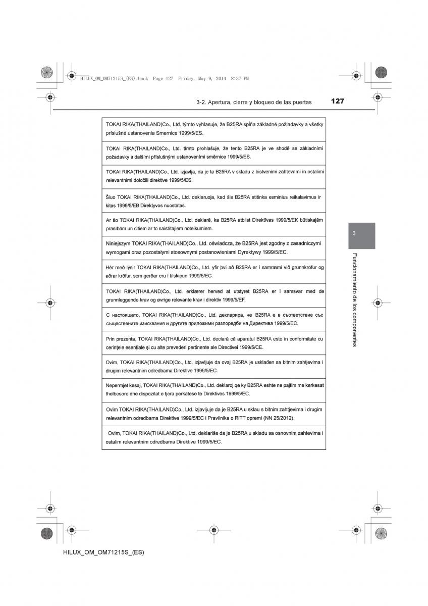 Toyota Hilux VII 7 manual del propietario / page 127