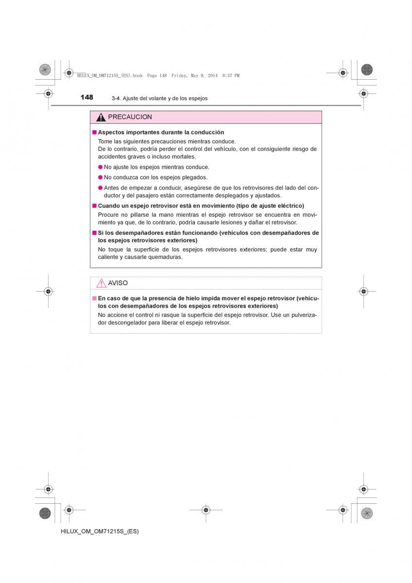 Toyota Hilux VII 7 manual del propietario / page 148