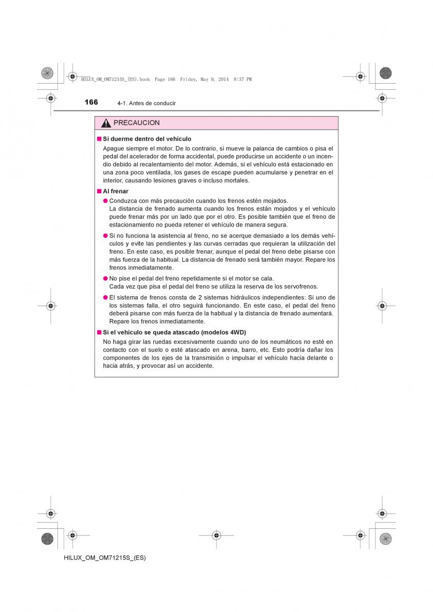 Toyota Hilux VII 7 manual del propietario / page 166