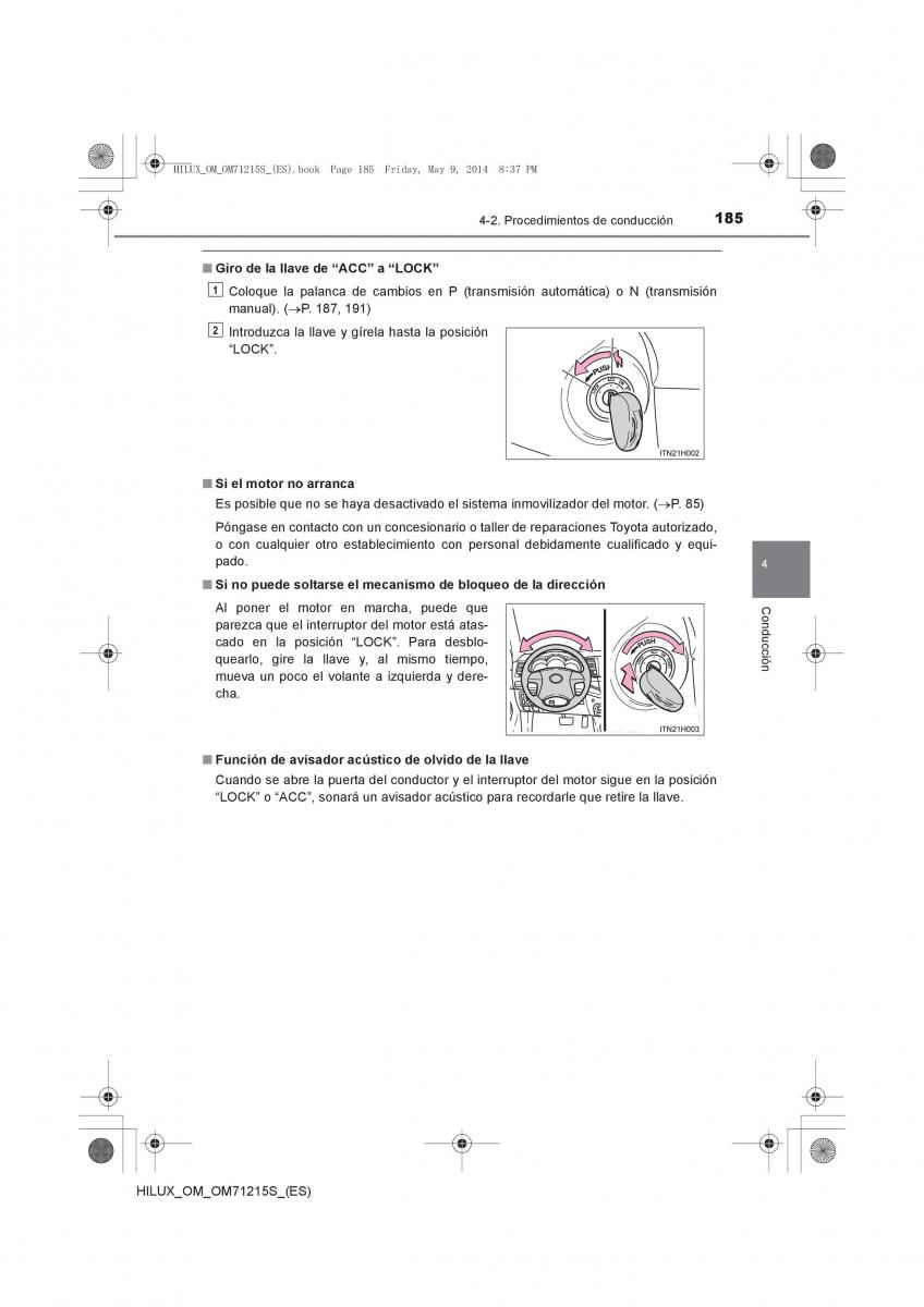 Toyota Hilux VII 7 manual del propietario / page 185