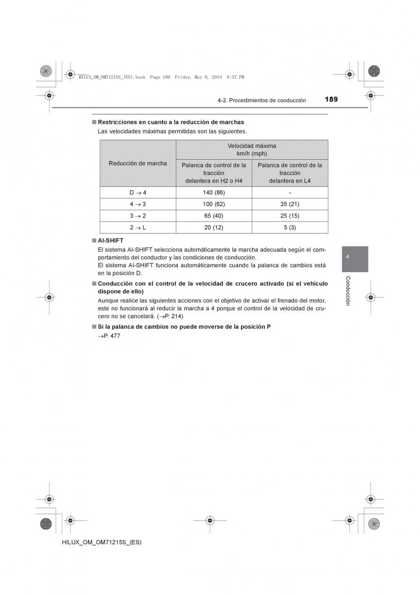 Toyota Hilux VII 7 manual del propietario / page 189