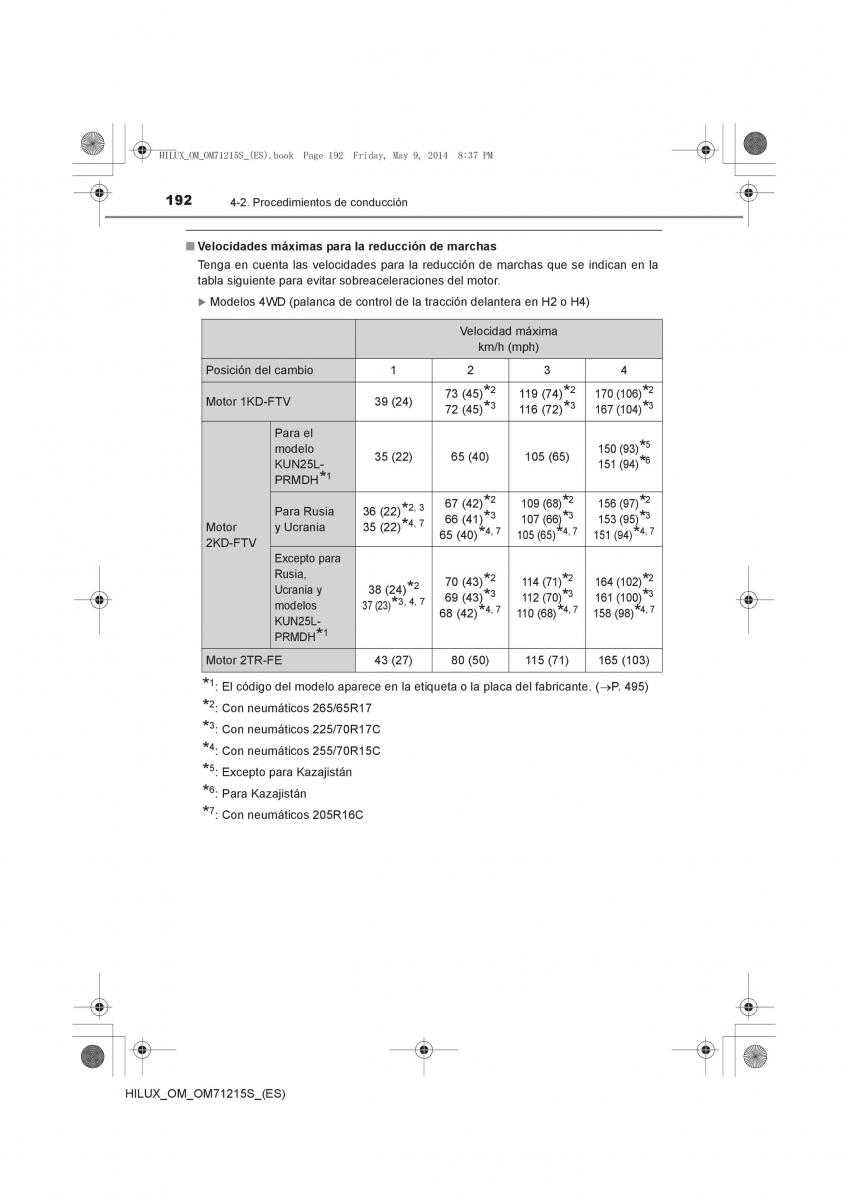 Toyota Hilux VII 7 manual del propietario / page 192