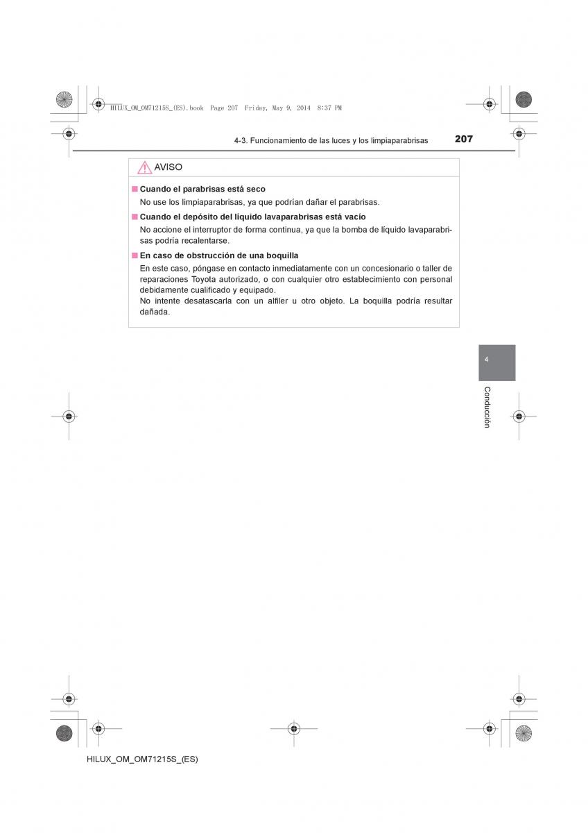 Toyota Hilux VII 7 manual del propietario / page 207