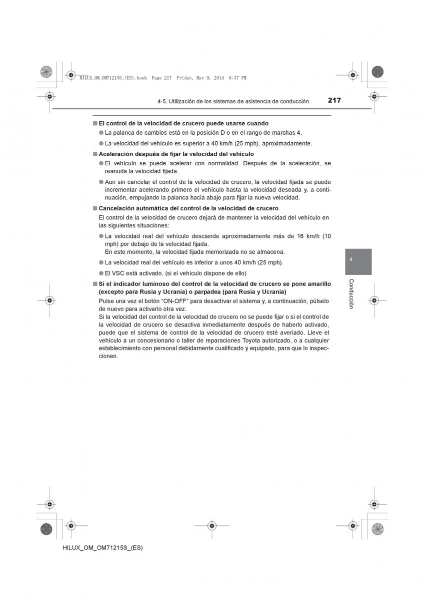 Toyota Hilux VII 7 manual del propietario / page 217