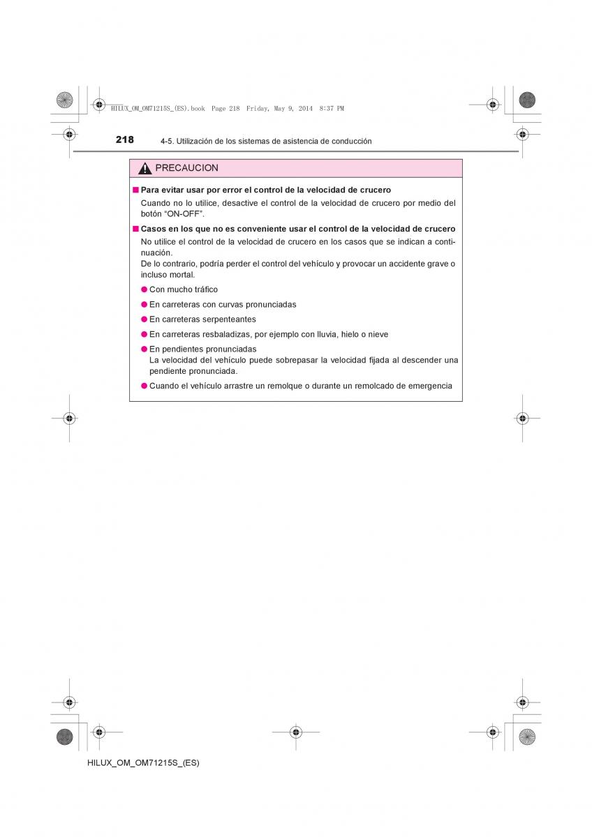 Toyota Hilux VII 7 manual del propietario / page 218