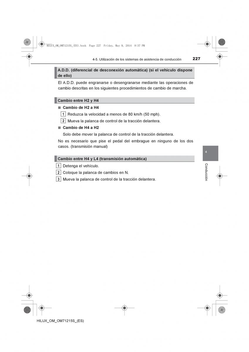 Toyota Hilux VII 7 manual del propietario / page 227