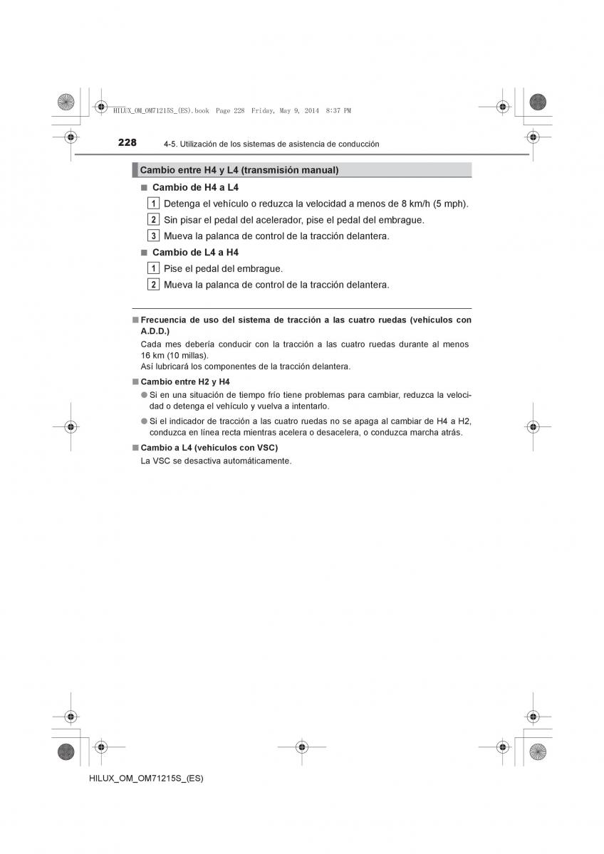 Toyota Hilux VII 7 manual del propietario / page 228